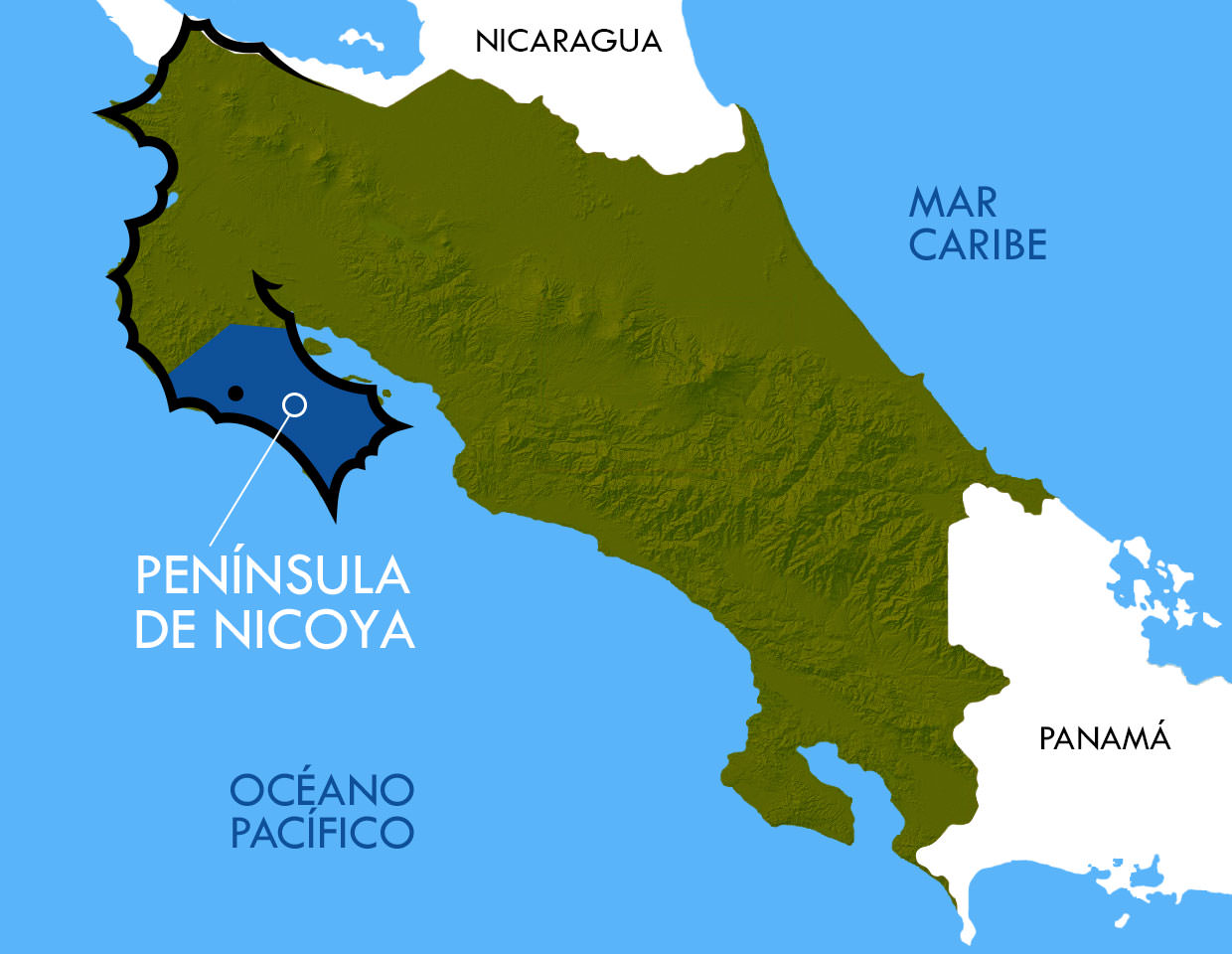 Mapa de la Península de Nicoya